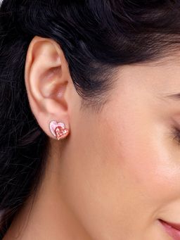 GIVA - Sterling Silver Rose Gold Dual Heartbeat Earrings for Womens