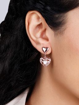 GIVA - Sterling Silver Rose Gold Tender Heartbeat Earrings for Womens