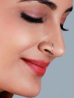 GIVA - Oxidised Silver Simple Nose Ring for Womens