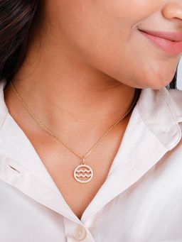 GIVA - Sterling Silver Golden Aquarius Pendant with Link Chain for Womens