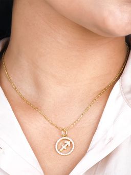 GIVA - Sterling Silver Golden Sagittarius Pendant with Link Chain for Womens