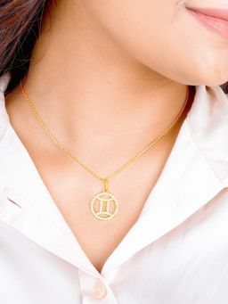 GIVA - Sterling Silver Golden Gemini Pendant with Link Chain for Womens