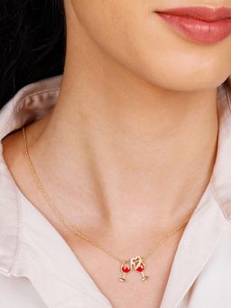 GIVA - Sterling Silver Golden Loves Celebration Necklace for Womens