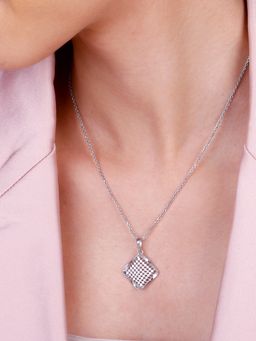 GIVA - Sterling Silver Classic Cut Square Pendant with Link Chain for Womens