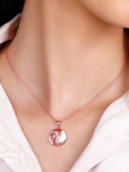 GIVA - Sterling Silver Rose Gold Graceful Dreams Pendant with Chain for Womens