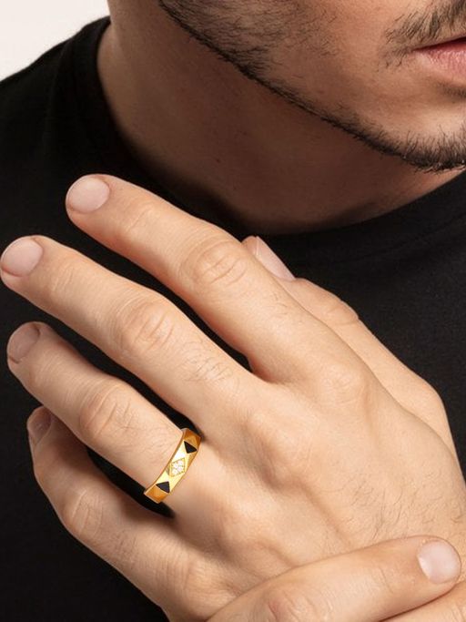 Giva Mens Solid Silver Rings Buy GIVA Sterling Silver Golden Tri