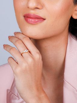 GIVA - Sterling Silver Golden Ethereal Elegance Ring for Womens