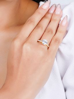 GIVA - Sterling Silver Golden Galaxy Ring for Womens