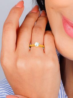 GIVA - Sterling Silver Golden Ethereal Beauty Ring for Womens