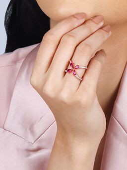 GIVA - Sterling Silver Rose Gold Cute Carnation Ring for Womens