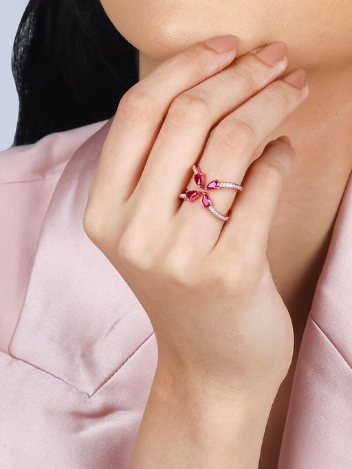 GIVA Sterling Silver Rose Gold Cute Carnation Ring for Womens