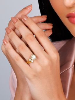 GIVA - Sterling Silver Golden Galaxy Glitter Ring for Womens