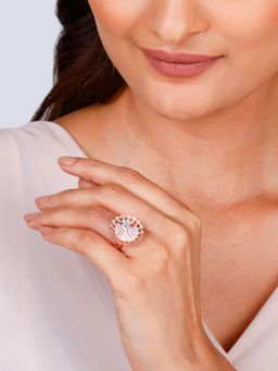 GIVA - Sterling Silver Rose Gold Floral Cocktail Ring for Womens