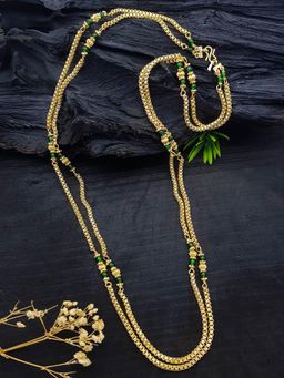 GRIIHAM - Micro Gold Plating Green Bead Mangalia Chain