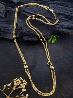 GRIIHAM - Micro Gold Plated Black Bead Mangalia Chain
