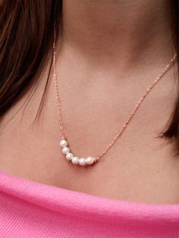 MINUTIAE - Rose Gold Plated Stones Studded Pendant Necklace