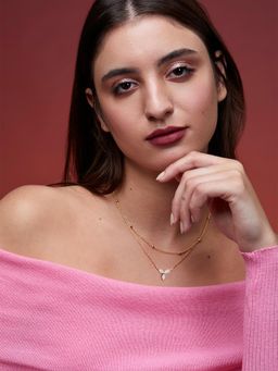 MINUTIAE - Gold Plated Stones Studded Pendant Necklace