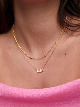 MINUTIAE - Gold Plated Stones Studded Pendant Necklace