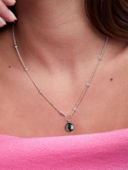 MINUTIAE - Silver Plated Stones Studded Pendant Necklace