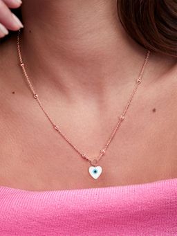 MINUTIAE - Rose Gold Plated Stones Studded Pendant Necklace