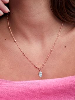 MINUTIAE - Rose Gold Plated Stones Studded Pendant Necklace
