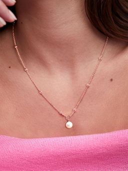 MINUTIAE - Rose Gold Plated Stones Studded Pendant Necklace