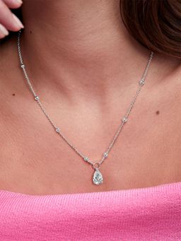MINUTIAE - Silver Plated Stones Studded Pendant Necklace