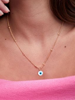 MINUTIAE - Gold Plated Stones Studded Pendant Necklace