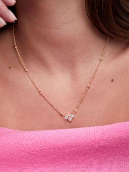 MINUTIAE - Gold Plated Stones Studded Pendant Necklace