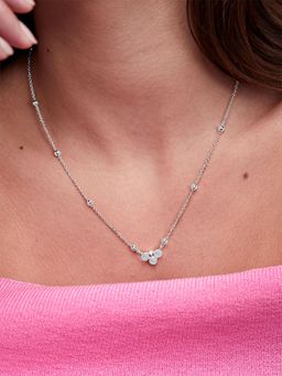 MINUTIAE - Silver Plated Stones Studded Pendant Necklace