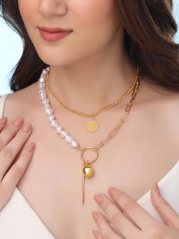 Yellow Chimes - Multi Layered Gold Plated Choker Necklace