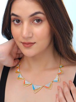 Yellow Chimes - Choker Necklace Golden Multi-Color Stone