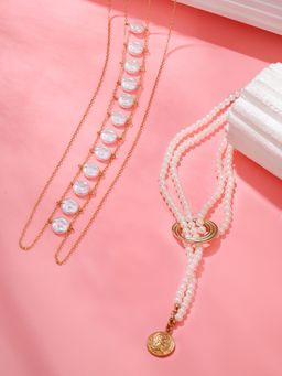 Yellow Chimes - White Pearl Necklace Chain