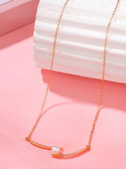 Yellow Chimes - Gold Plated Pearl Chain Necklace