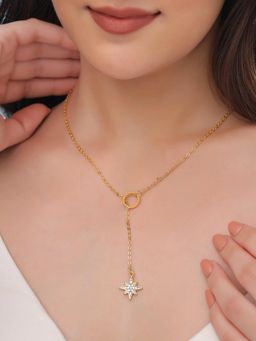 Yellow Chimes - Gold Plated Star Shaped Chain Necklace