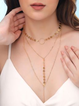 Yellow Chimes - Gold Plated Multi Layered Choker Necklace