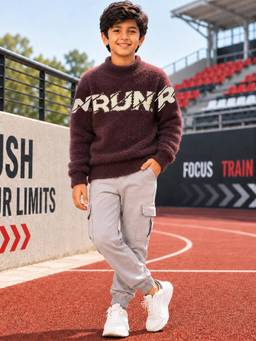 Kuchipoo - Boys Maroon Regular Fit Winterwear Sweater