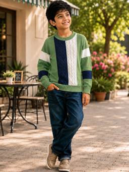 Kuchipoo - Boys Multi-Color Regular Fit Winterwear Sweater