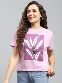 Monte Carlo - Womens Pink Graphic Round Neck Half Sleeve T-Shirt
