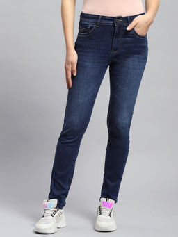 Monte Carlo - Womens Dark Blue Light Wash Slim Fit Denim