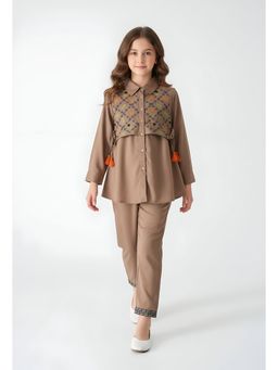 Bella Moda - Brown Embroidered Regular Co-Ord Set
