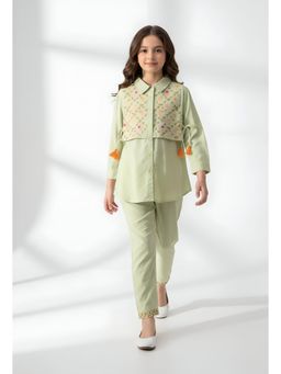 Bella Moda - Green Embroidered Regular Co-Ord Set