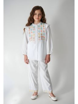 Bella Moda - White Embroidered Regular Co-Ord Set