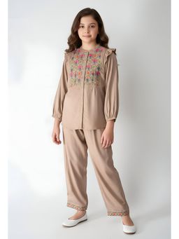 Bella Moda - Brown Embroidered Regular Co-Ord Set