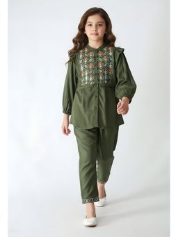 Bella Moda - Green Embroidered Regular Co-Ord Set
