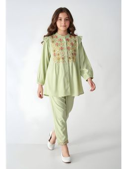 Bella Moda - Green Embroidered Regular Co-Ord Set