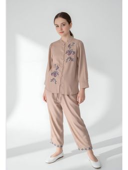 Bella Moda - Beige Embroidered Regular Co-Ord Set