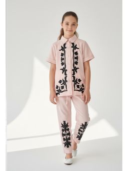 Bella Moda - Pink Embroidered Regular Co-Ord Set