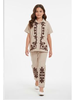 Bella Moda - Beige Embroidered Regular Co-Ord Set