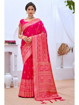 EXCLUSIVA - Magenta Banarasi Saree with Unstitched